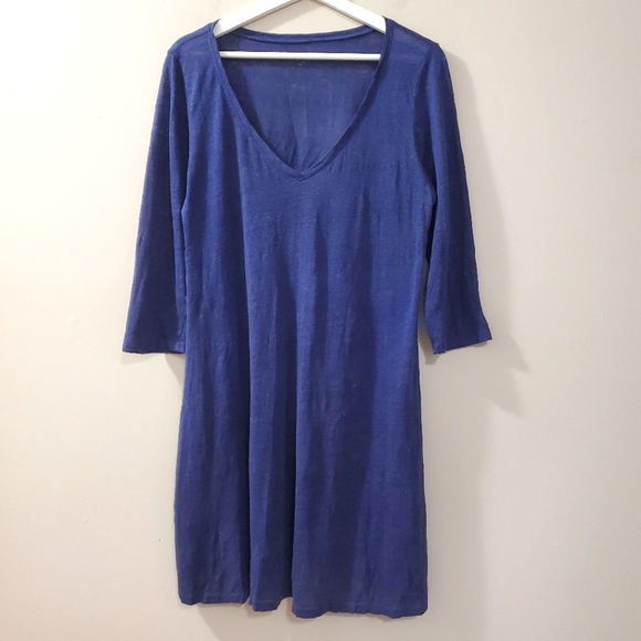 Eileen Fisher - 100% Linen Purple-Blue Dress - Size M - Picture 1 of 5